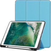 Custer Texture horizontale flip lederen hoes voor iPad Pro 10,5 inch / iPad Air (2019), met drie-vouwbare houder en pennensleuf (hemelsblauw)