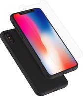 360 graden volledige dekking afneembare pc-beschermhoes met gehard glasfolie voor iPhone X (zwart)