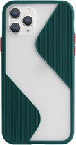 Voor iPhone 11 Pro Max contrasterende kleurstiksels TPU beschermhoes (donkergroen)