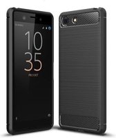 Geborstelde textuur koolstofvezel schokbestendige TPU-hoes voor Sony Xperia XZ4 Compact (zwart)