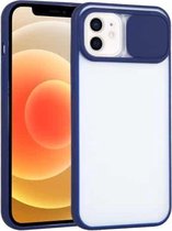 Sliding Camera Cover Design TPU beschermhoes voor iPhone 12 (saffierblauw)
