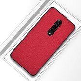 Schokbestendige stoffen textuur PC + TPU beschermhoes voor OnePlus 7 (rood)