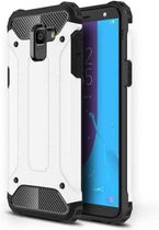 Full-body robuuste TPU + pc-combinatiehoes voor Galaxy J6 2018 (EU-versie) (wit)