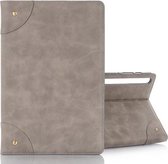 Voor Galaxy Tab S6 T860 / T865 Retro Book Style Horizontale Flip Leather Case met houder & kaartsleuven & portemonnee (grijs)