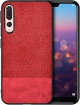 Schokbestendige splicing PU + stoffen beschermhoes voor Huawei P20 Pro (rood)