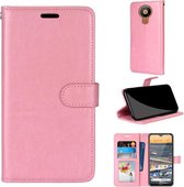 Voor Nokia 5.3 Pure Color Horizontale Flip PU lederen tas met houder & kaartsleuven & portemonnee & fotolijst (roze)