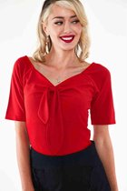 Voodoo Vixen Top -S- Red Tie Front Rood