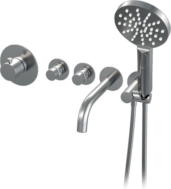 Foto: Brauer chrome edition inbouw badthermostaat met uitloop chroom ronde handdouche