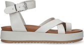 Sacha - Dames - Off white leren plateau sandalen - Maat 39