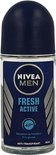 Nivea Men Fresh Active roller deodorant 50ml met blauwe dop en zilveren accenten.