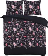 Cotton Club Dekbedovertrek - Floral - 240x200/220cm - Zwart/Roze