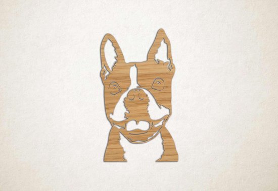 Wanddecoratie - Hond - Boston Terrier 7 - M - 87x51cm - Eiken - muurdecoratie - Line Art