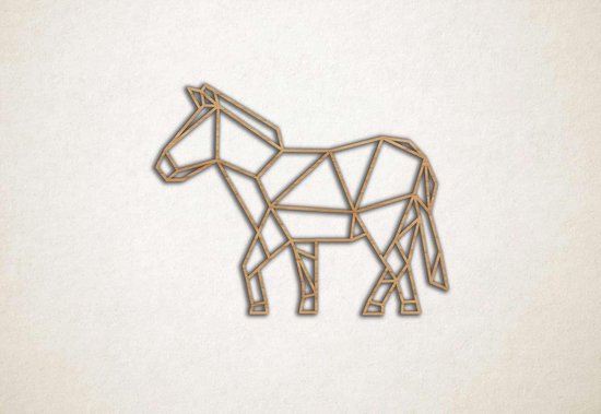 Line Art - Paard 1 - M - 60x77cm - Eiken - geometrische wanddecoratie