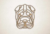 Line Art - Hond - Shar Pei - XS - 30x25cm - Eiken - geometrische wanddecoratie