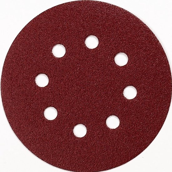 Rode schuurschijf met 7 gaten, 125mm.