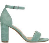 Manfield - Dames - Groene suède sandalen met hak - Maat 38