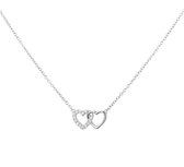 Nana Dames KettingCollier hartjes zirkonia 1,2 mm - 40 + 4 cm-zilver 925