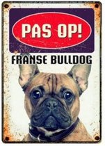 Plenty Gifts Waakbord Franse Bulldog 15 X 21 Cm Tin Wit/bruin