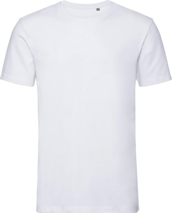 Russell Heren Authentiek Puur Organisch T-Shirt (Wit)