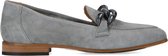 Manfield - Dames - Grijsblauwe suède loafers met grove ketting - Maat 39