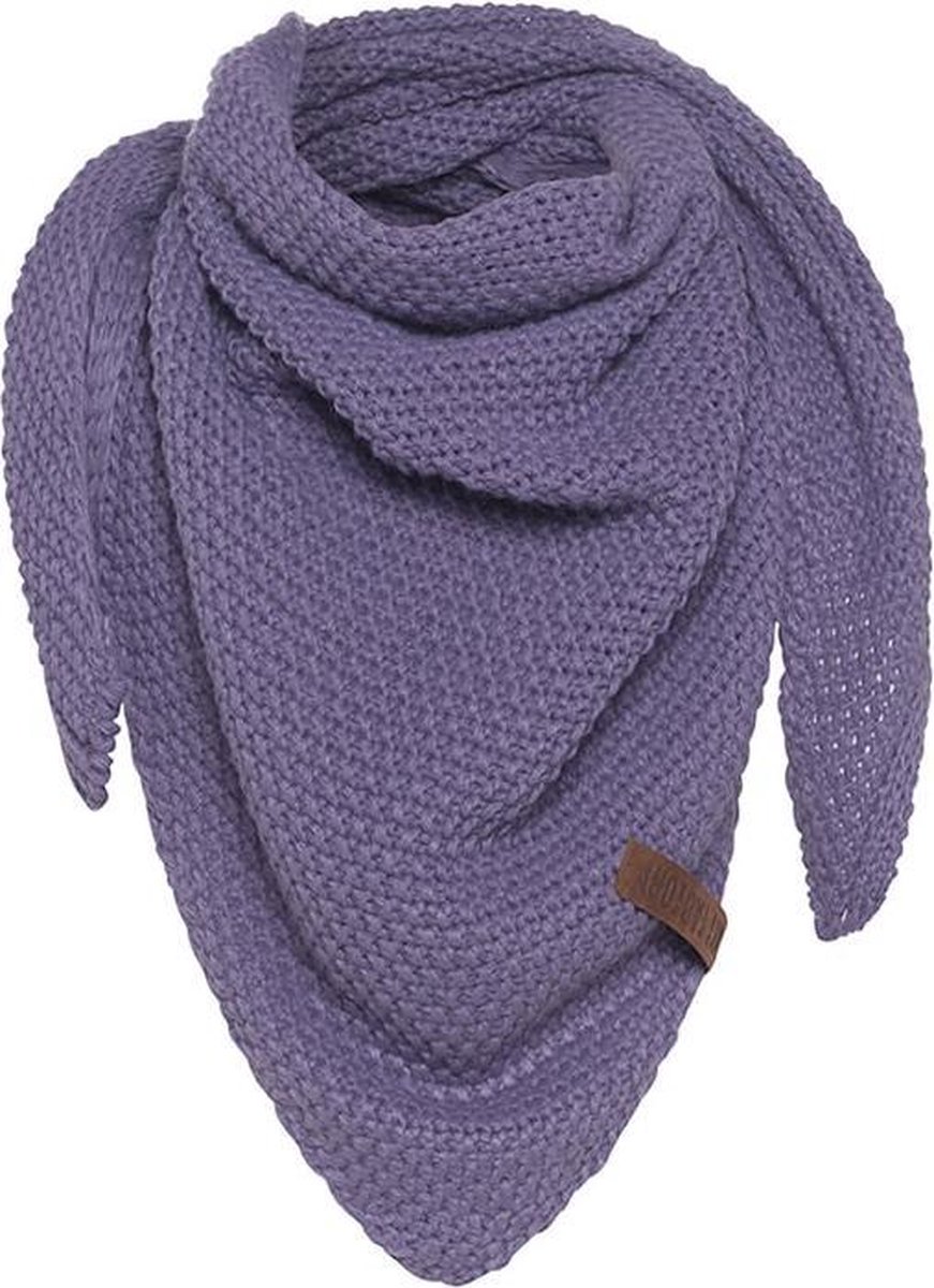 Knit Factory Coco Gebreide Omslagdoek Junior - Kindersjaal - Sjaal meisje - Wintersjaal - Driehoek Sjaal - Stola - Wollen sjaal - Paarse sjaal - Violet - 140x60 cm