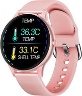 Belesy® Callisto - Smartwatch Dames – Smartwatch Heren - Horloge - Stappenteller - Kleurenscherm - Koortsmeter – Bloeddruk - Full Touch - Maak je eigen wijzerplaat – Roze - Silicon