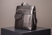 ESMAY VINTAGE - Handgemaakt tas van Vegan Leer 4-in-1 Handtas, Schoudertas, Rugtas & Crossbody bag (Zilver)