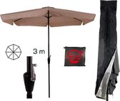 COVER UP HOC Parasol Gemini - Ecru - 3m - Parasol bâton - Parasol Ecru avec Etiquette rouge Housse de parasol