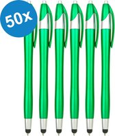 50 Stuks - Stylus Pen voor tablet en smartphone - Met Penfunctie - Touch Pen - Voorzien van clip - Groen