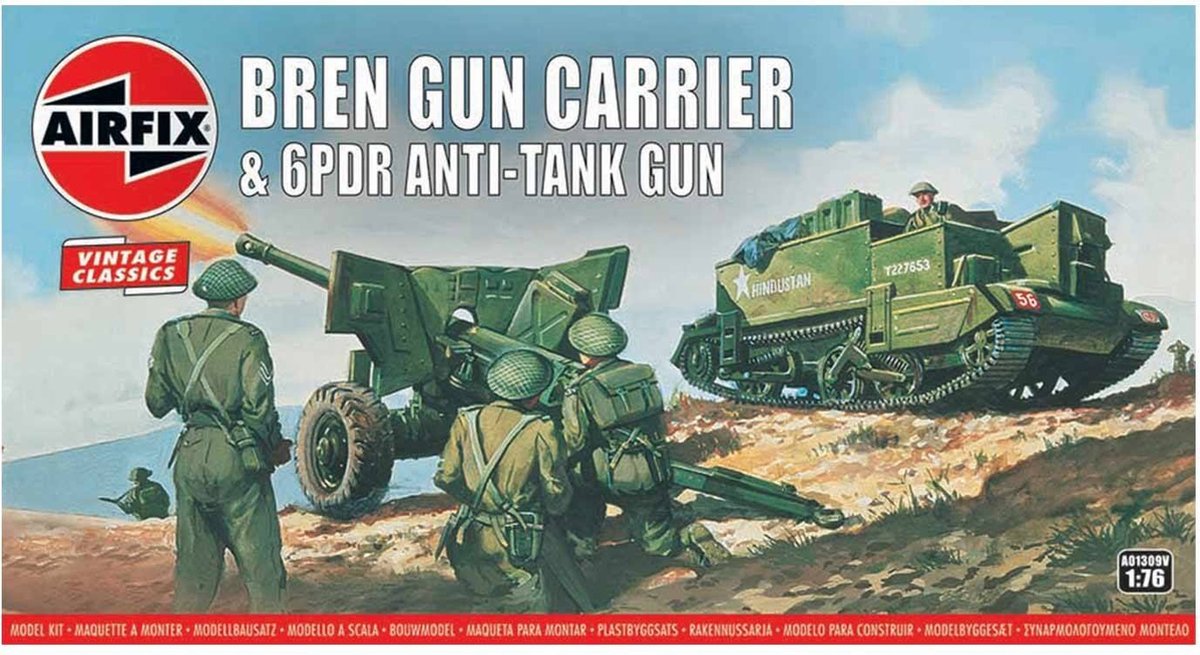 Airfix Modelbouwpakket Militaire voertuigen - 01309V Bren Gun Carrier - 6PDR Anti-Tank Gun Plastic - 1:76 - Modelbouw