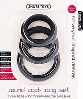 Round Cock Ring Set - Black