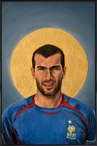 JUNIQE - Poster met kunststof lijst Football Icon - Zinedine Zidane