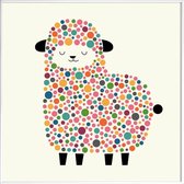 JUNIQE - Poster met kunststof lijst Bubble Sheep -30x30 /Kleurrijk
