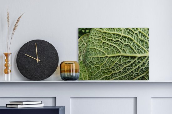 Les veines de la feuille dans un chou vert Toile 40x30 cm - petit - Tirage photo sur toile (Décoration murale salon / chambre)