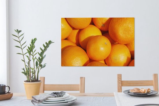 Oranges fraîches récoltées dans une toile d'Espagne baignée de soleil 60x40 cm - Tirage photo sur toile (Décoration murale salon / chambre)