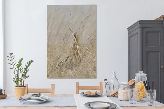 Un butor parmi les hautes herbes Toile 90x140 cm - Tirage photo sur toile (Décoration murale salon / chambre)