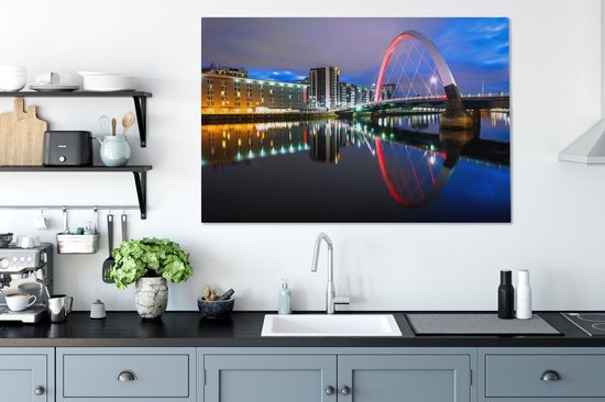 Le pont Clyde Arc à Glasgow avec un ciel coloré Toile 140x90 cm - Tirage photo sur Toile (Décoration murale salon / chambre) / Villes européennes Peintures sur toile