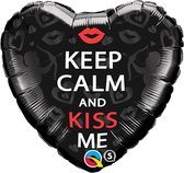 Qualatex - Folieballon Keep Calm Kiss Zwart Hartvorm