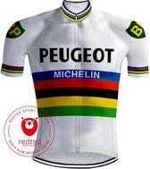 Retro Wielershirt Peugeot Regenboog - REDTED (XL)