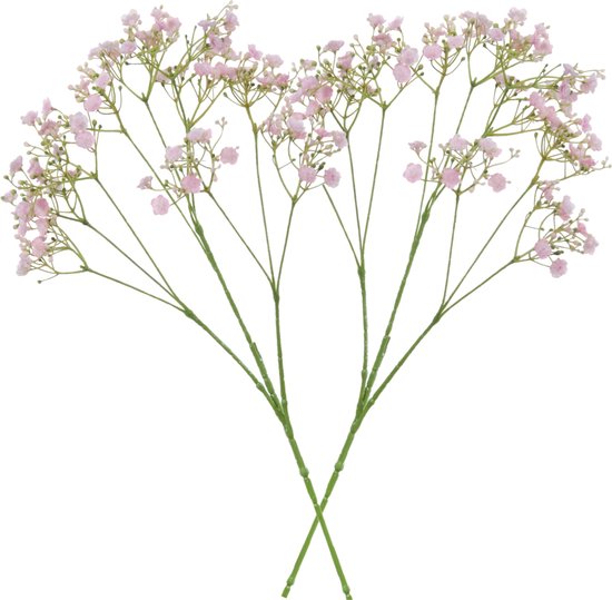 2x stuks kunstbloemen Gipskruid/Gypsophila takken roze 70 cm - Kunstplanten en steelbloemen