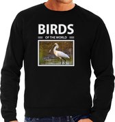 Dieren foto sweater lepelaar - zwart - heren - birds of the world - cadeau trui vogels liefhebber S