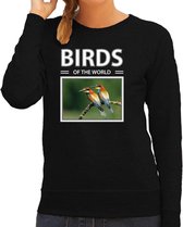Dieren foto sweater Bijeneter - zwart - dames - birds of the world - cadeau trui Bijeneter vogels liefhebber S