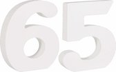 Mdf houten hobby cijfers 65 van formaat 11 cm - Rayhercijfer - Leeftijden, huisnummers, kamer nummers - 65 jaar verjaardag feest