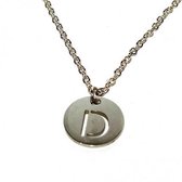 Ketting alfabet rond D - Zilver