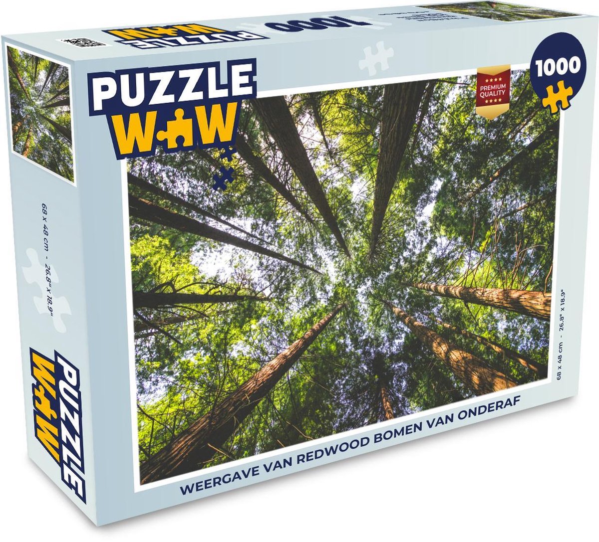 Afbeelding van product Puzzel 1000 stukjes volwassenen Redwood 1000 stukjes - Weergave van Redwood bomen van onderaf - PuzzleWow heeft +100000 puzzels