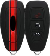 kwmobile autosleutel hoesje geschikt voor Ford 3-knops autosleutel Keyless Go - Autosleutel behuizing in rood / zwart - Rallystrepen design