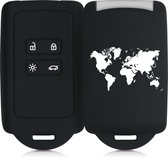 kwmobile autosleutelhoes voor Renault 4-knops Smartkey autosleutel (alleen Keyless Go) -Siliconenhoes in wit / zwart - Sleutelcover