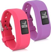 kwmobile horlogeband voor Garmin Vivofit jr. / jr. 2 - Maat S - 2x siliconen armband voor fitnesstracker in roze / paars