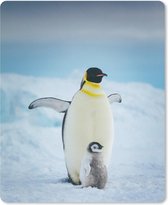 Muismat - Mousepad - Een pinguïn en haar jong - 19x23 cm