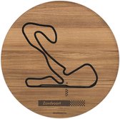 Circuit Zandvoort - Ø 25 cm - Formule 1 - Eikenhout met zwart hout - Wand woon decoratie woonkamer rond - WoodWideCities